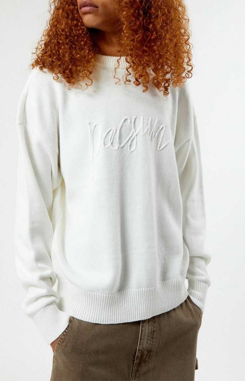 CREAM PacSun Script Applique Crew Neck Sweater | VXIUAGH-52