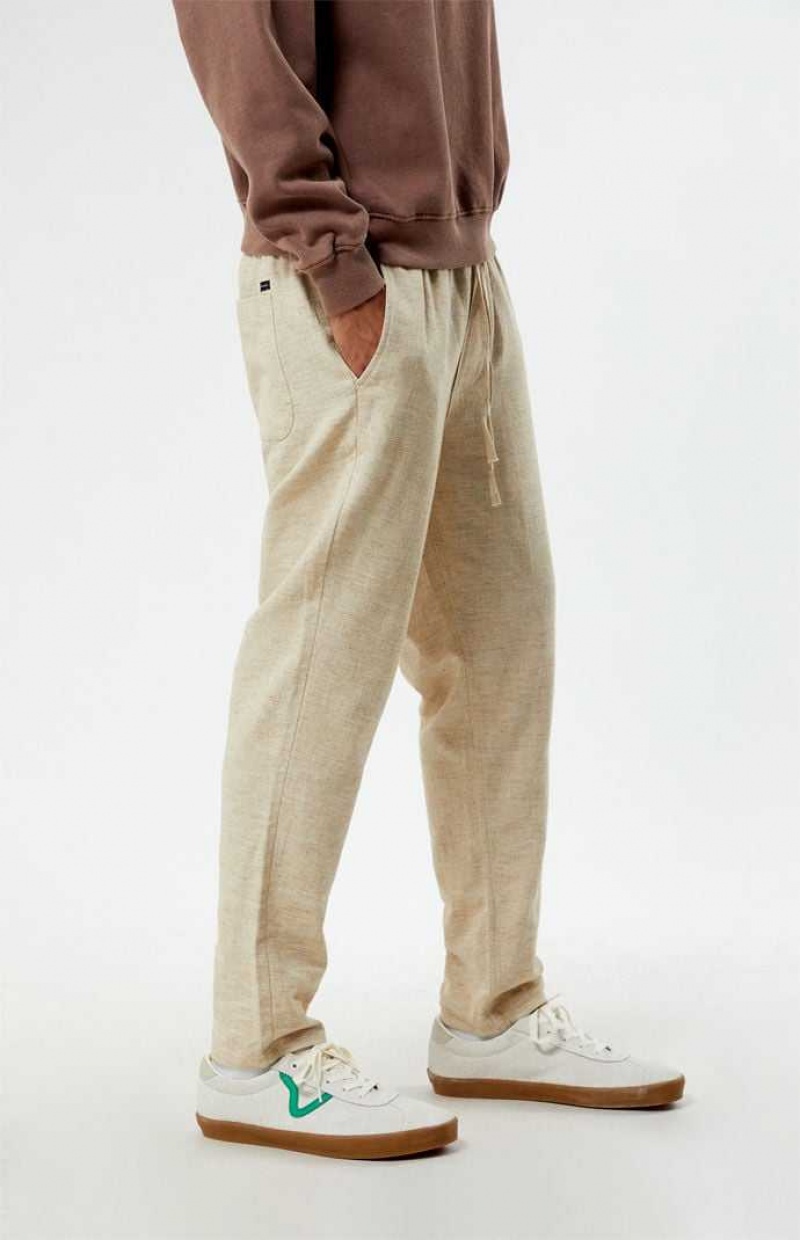 CREAM PacSun Slim Linen Pants | JURANSK-62