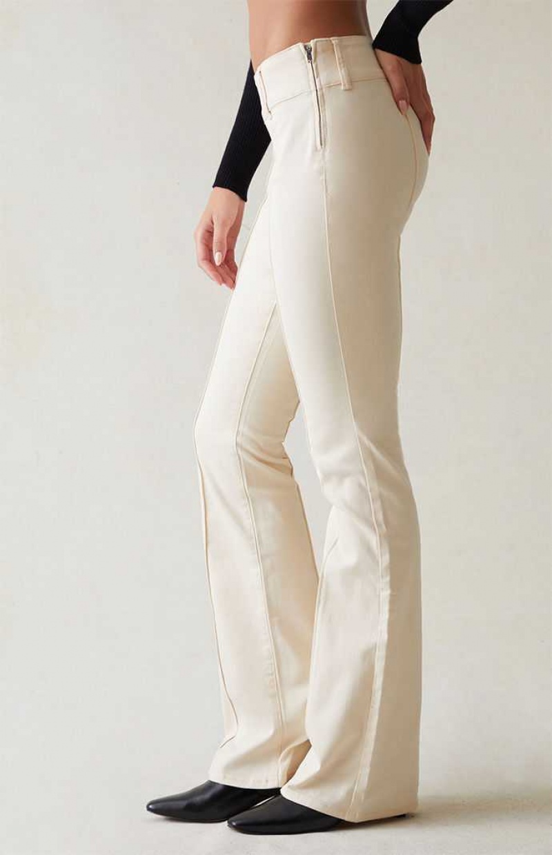 CREAM PacSun Stretch Cream Low Rise Flare Pants | FSIZDVT-46