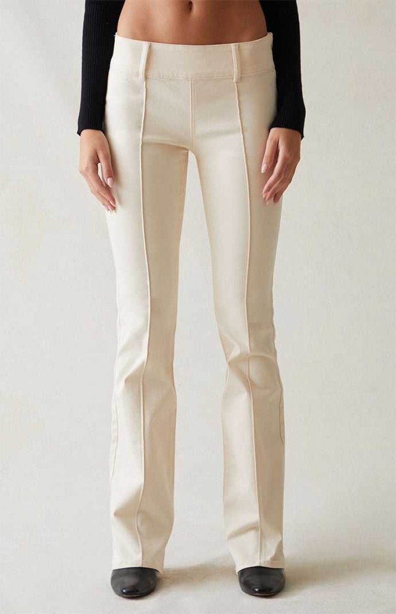 CREAM PacSun Stretch Cream Low Rise Flare Pants | FSIZDVT-46