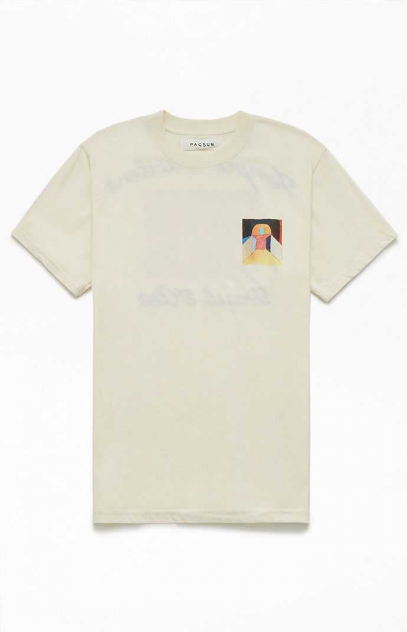 CREAM PacSun Temple Gardens Stitch T-Shirt | ITHQODS-43