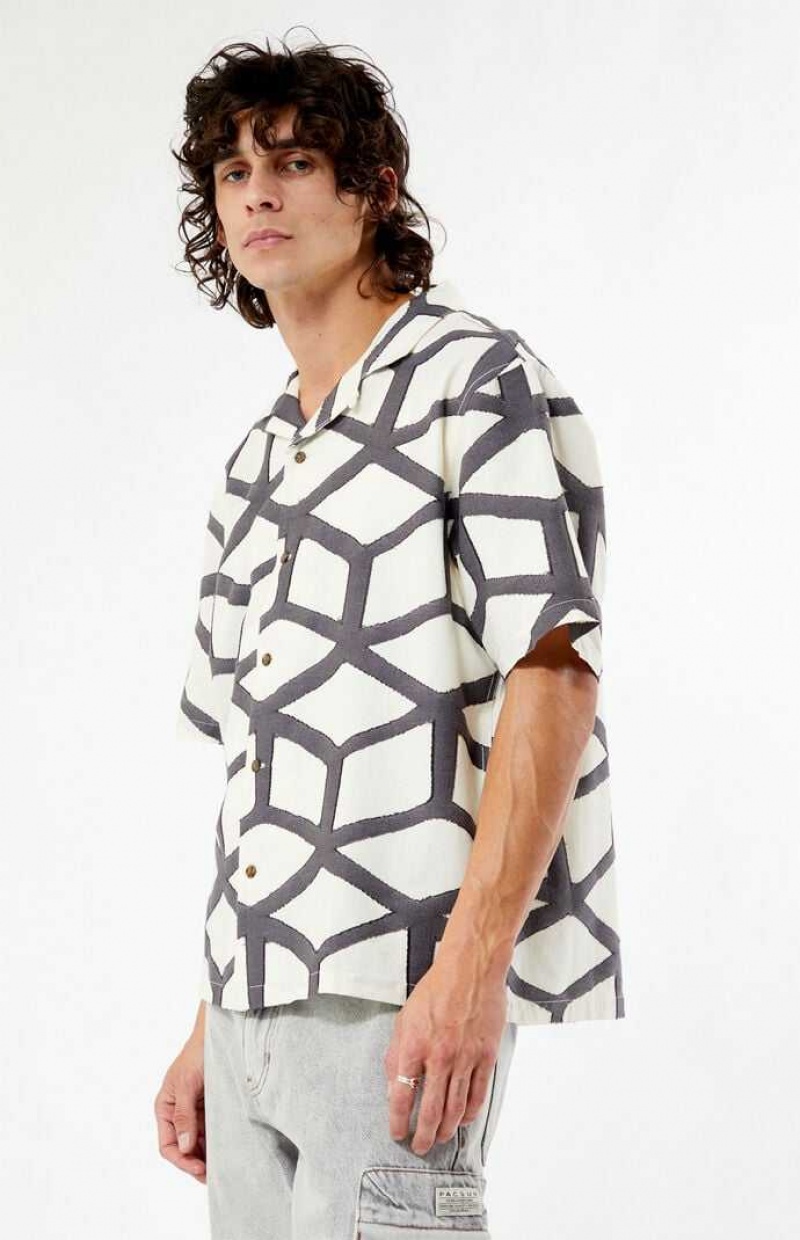 CREAM PacSun Woven Oversized Camp Shirt | TGZJNRW-30