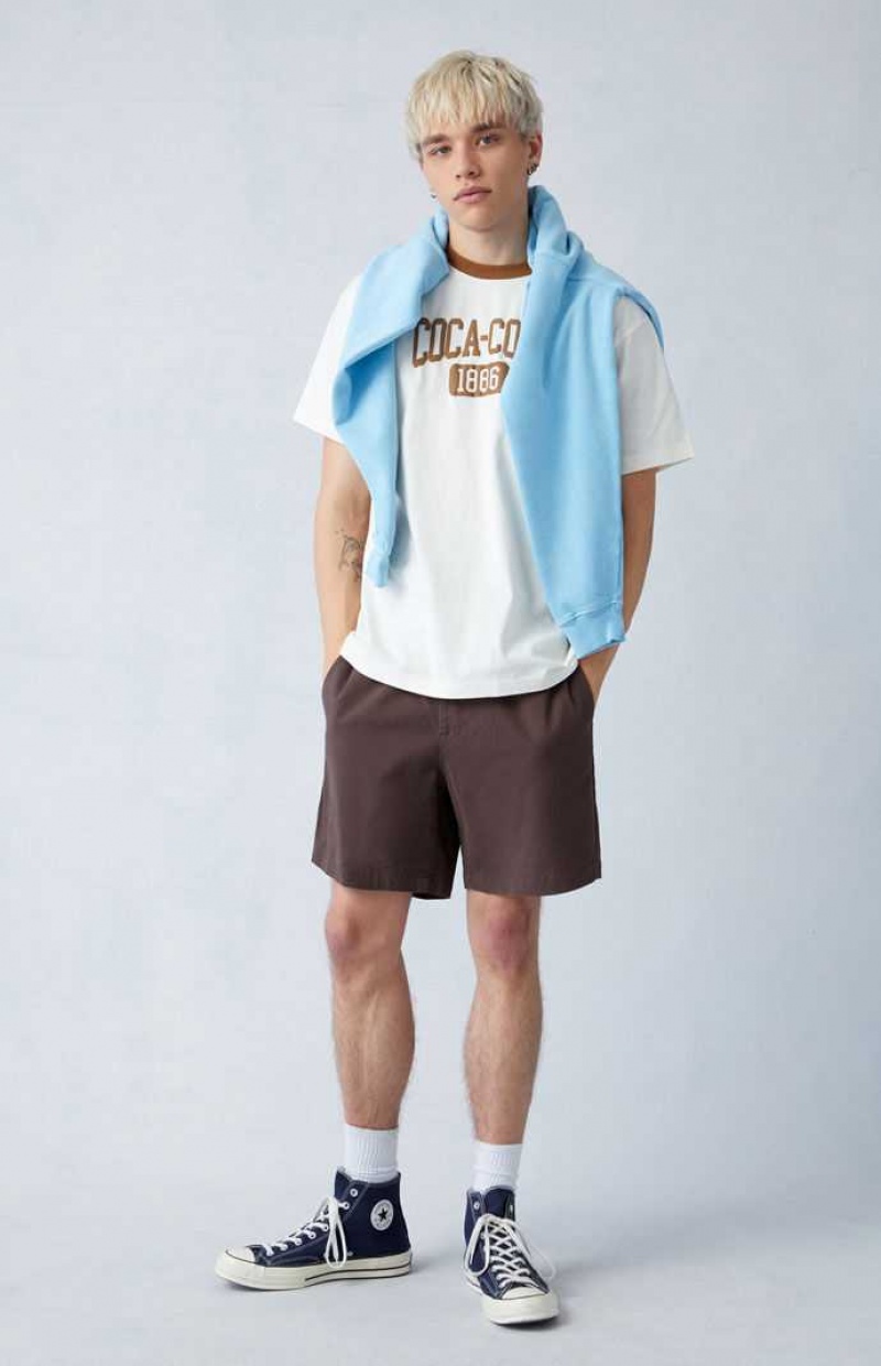 DARK BROWN PacSun Brown Reed Twill Volley Shorts | OGAWFYU-19