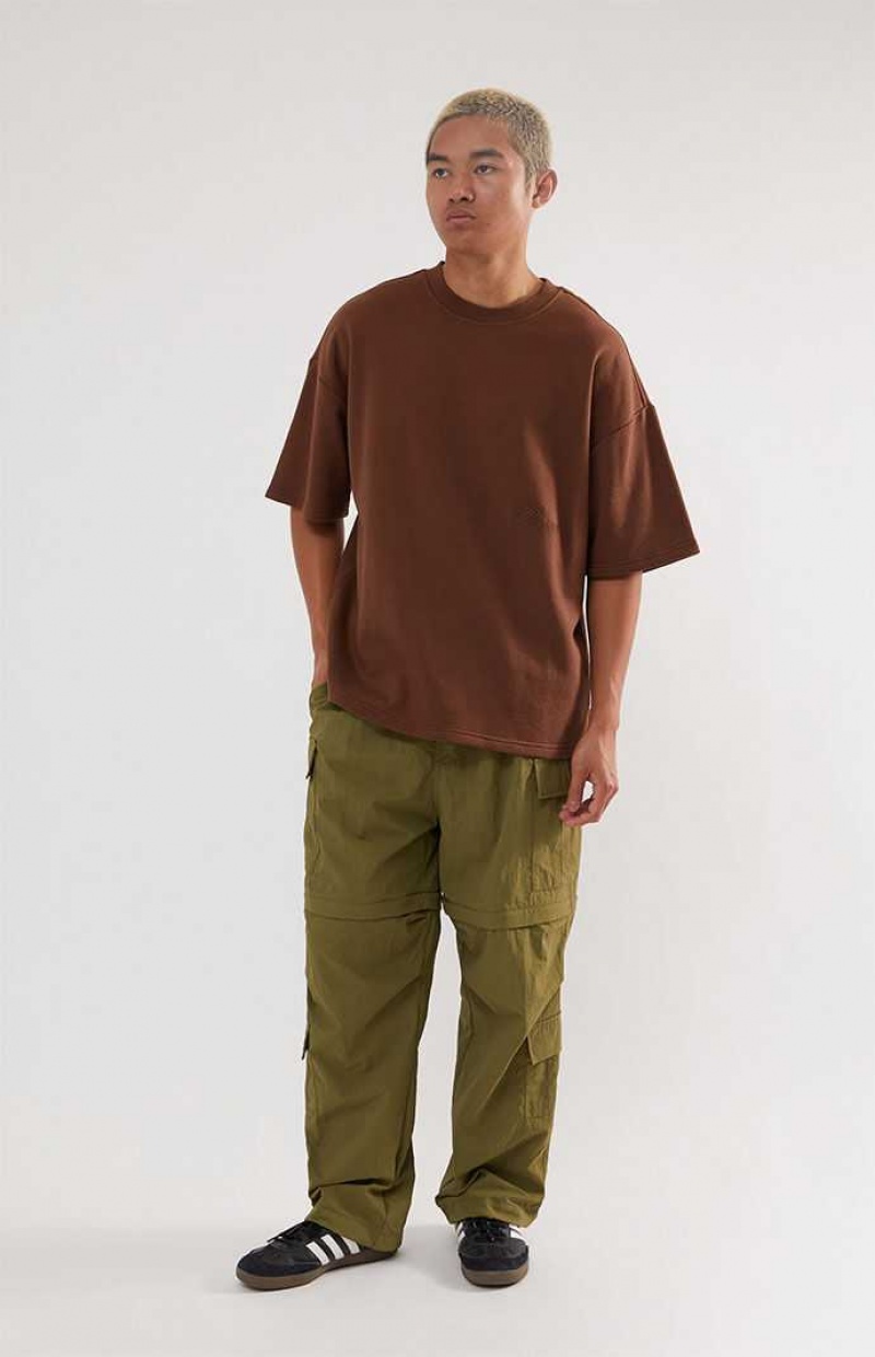 DARK BROWN PacSun Dark Brown Dive Fleece T-Shirt | NLZVYOU-86