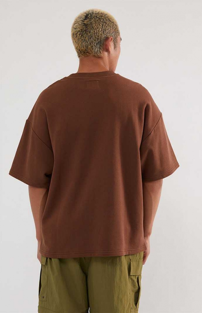 DARK BROWN PacSun Dark Brown Dive Fleece T-Shirt | NLZVYOU-86