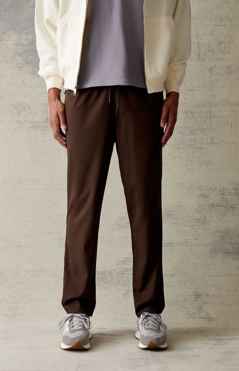 DARK BROWN PacSun Stretch Brown Slim Trousers | COWYDTF-71