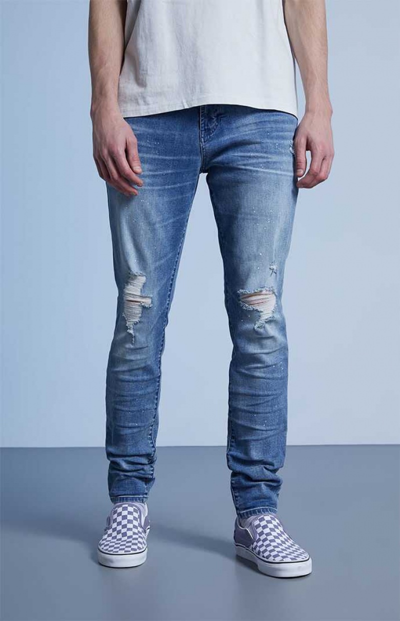 DARK DENIM PacSun Stacked Skinny Indigo Comfort Stretch Jeans | YRILJOX-27