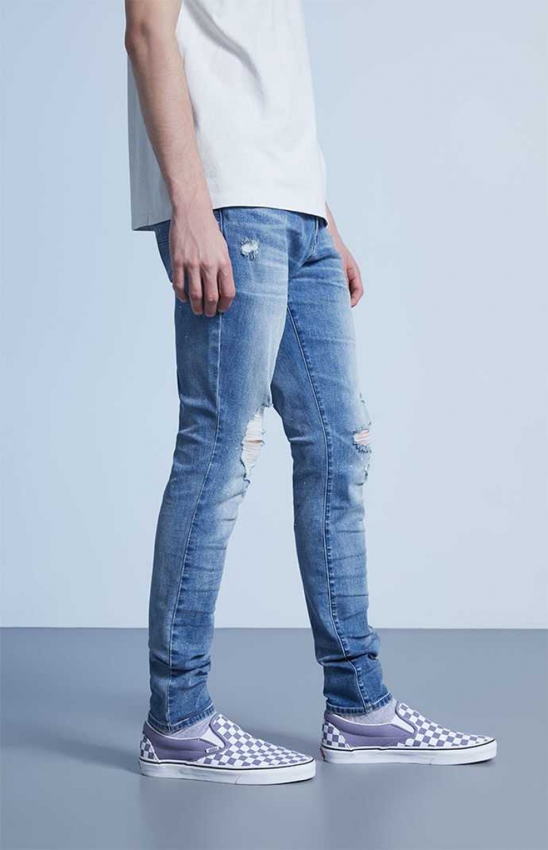 DARK DENIM PacSun Stacked Skinny Indigo Comfort Stretch Jeans | YRILJOX-27