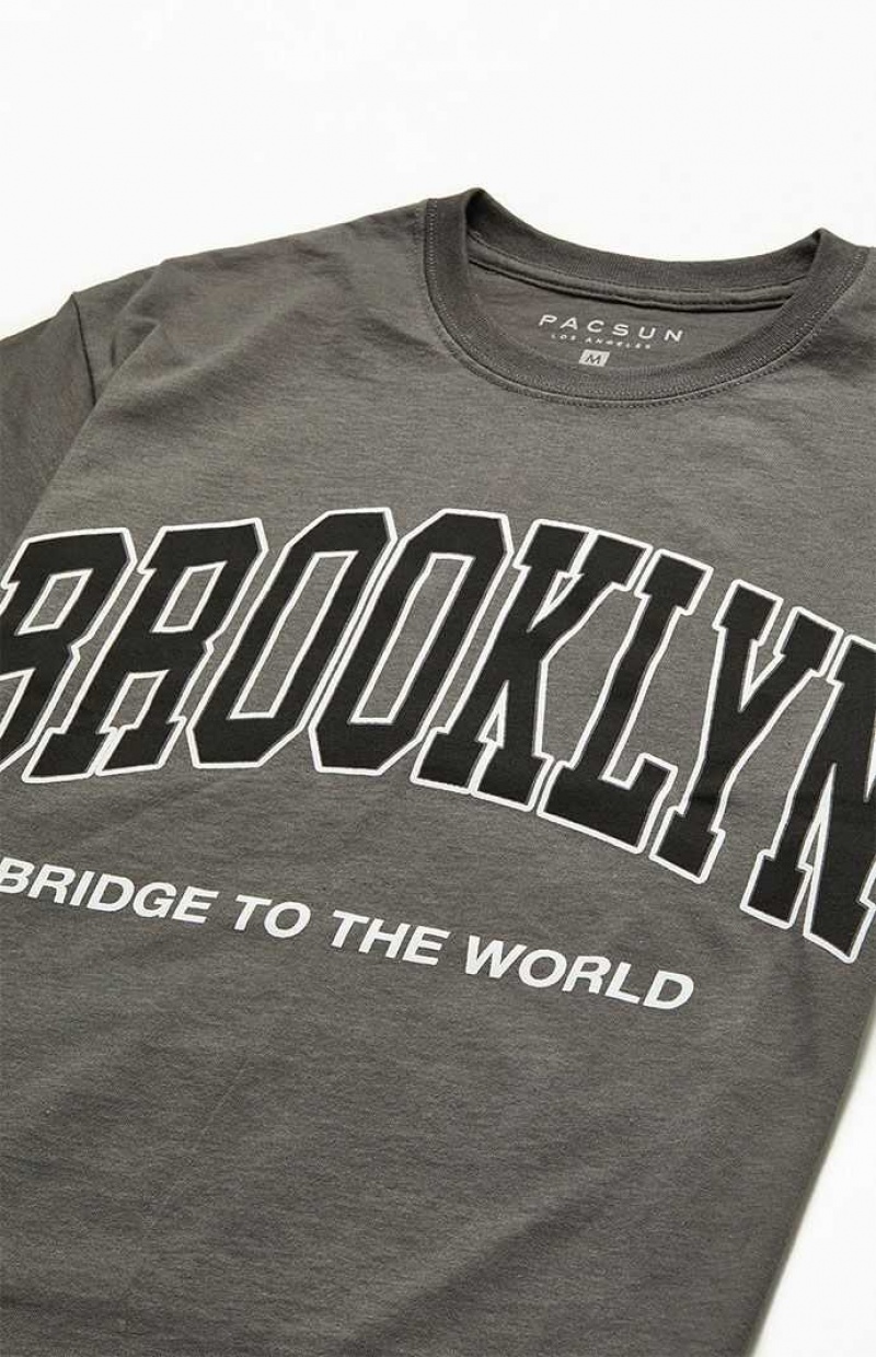 DARK GRAY PacSun Brooklyn T-Shirt | CEVWXJU-50