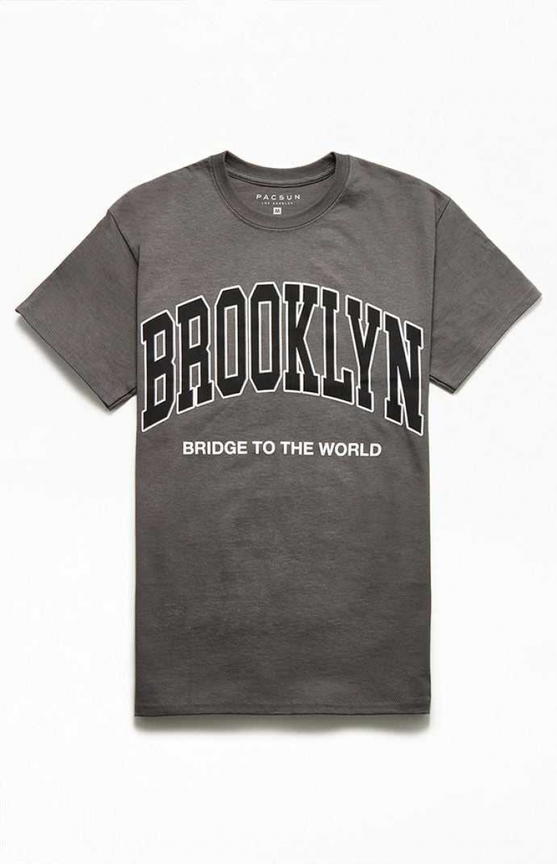 DARK GRAY PacSun Brooklyn T-Shirt | CEVWXJU-50