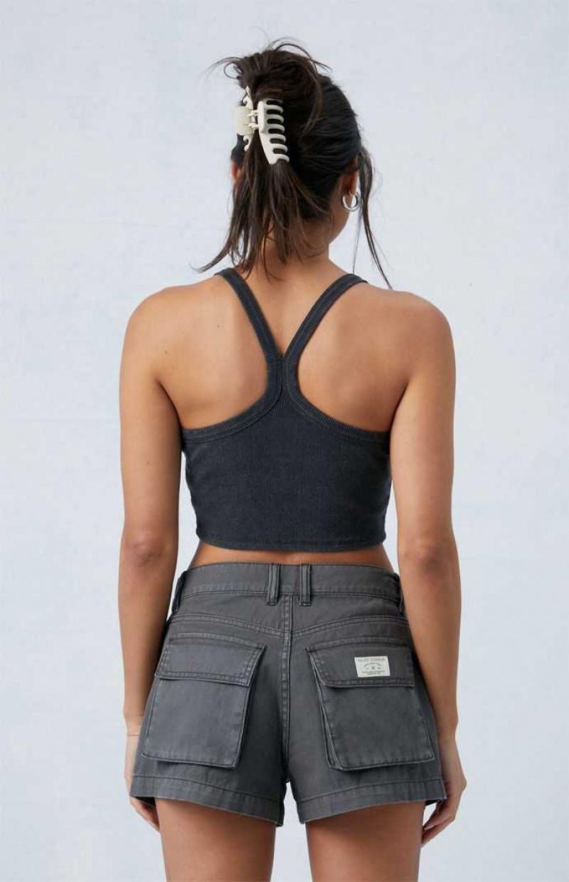 DARK GRAY PacSun Dark Gray Mid Rise Slouchy Workwear Shorts | EZPSOFR-98