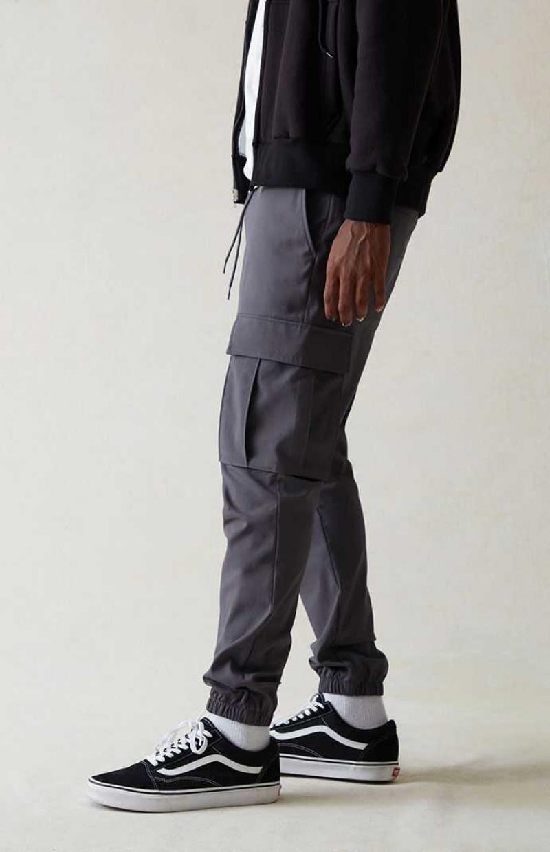 DARK GRAY PacSun Performance Gray Slim Cargo Joggers | YIJRMKF-23