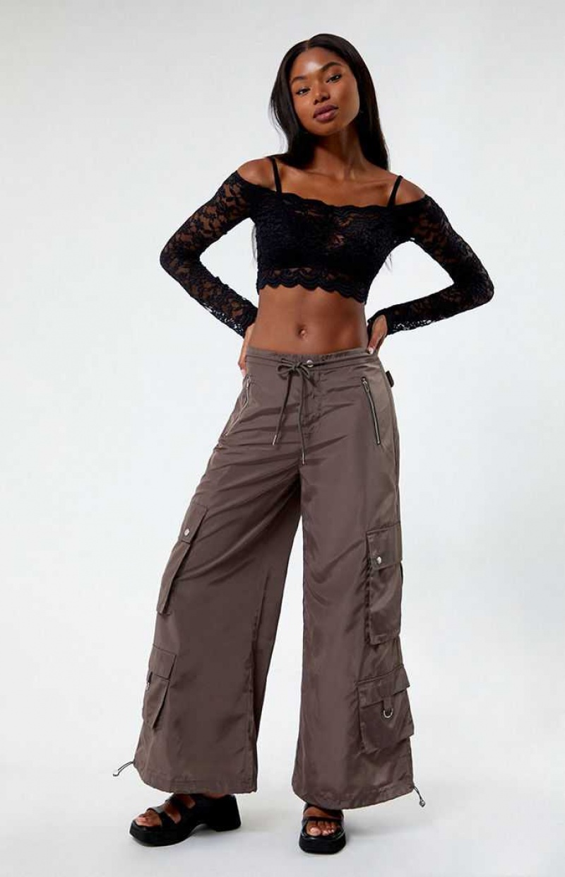 DARK GRAY PacSun Wide Leg Baggy Pants | KUBZYIX-96