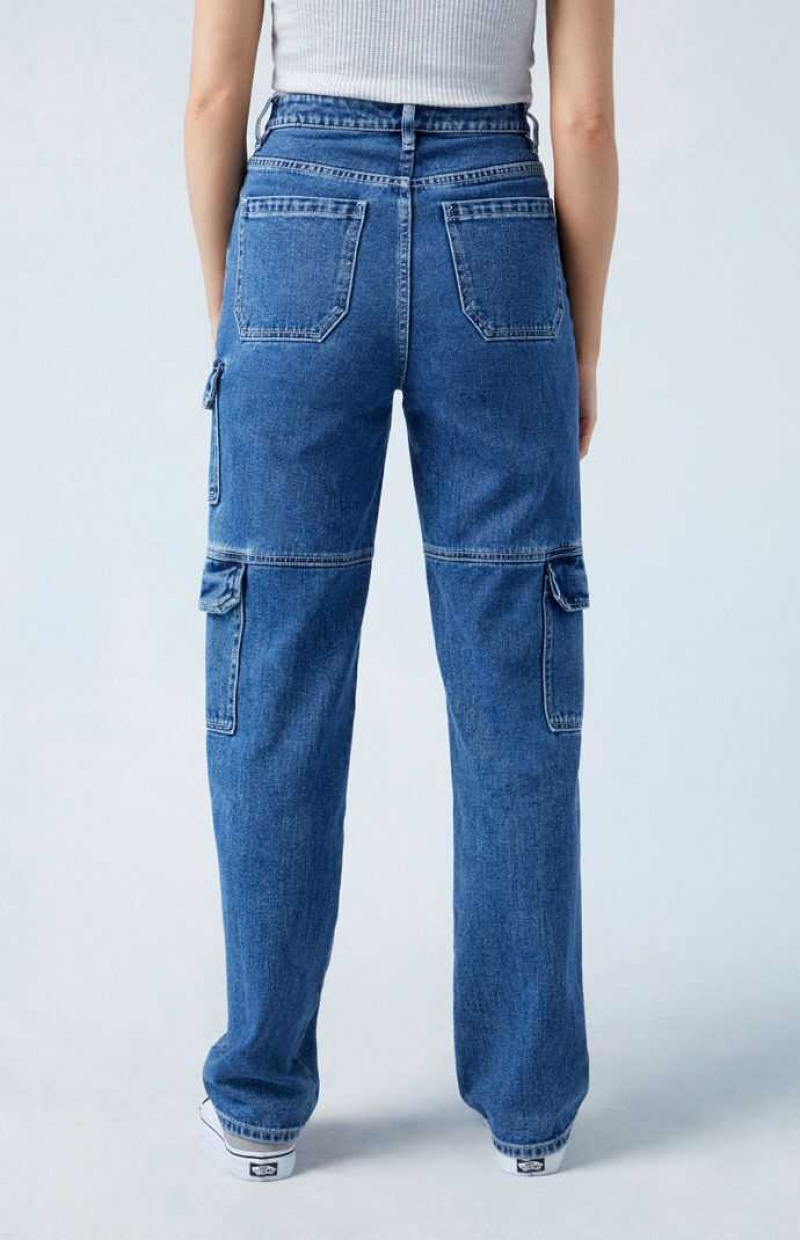 DARK INDIGO PacSun Dark Indigo '90s Boyfriend Cargo Jeans | NGFJASE-54