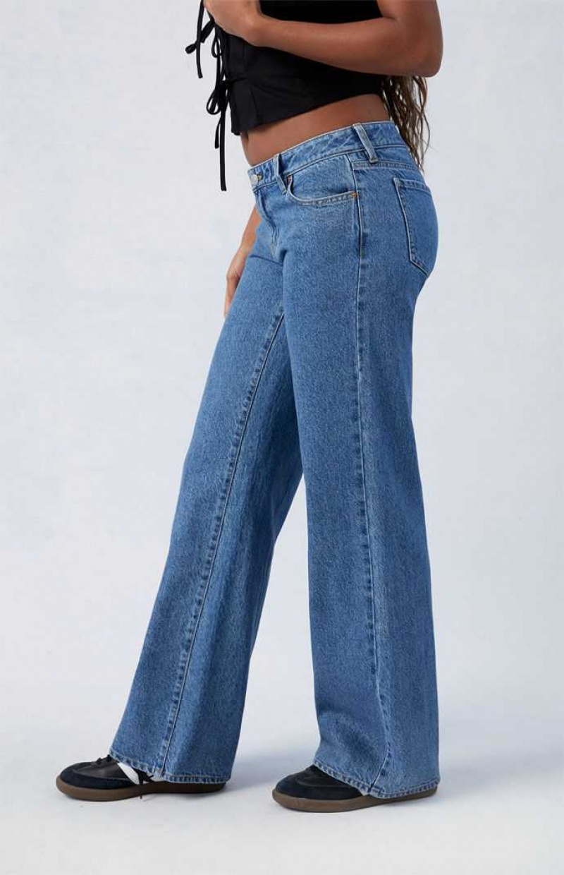 DARK INDIGO PacSun Dark Indigo Wren Low Rise Wide Leg Jeans | LGCFBYA-42