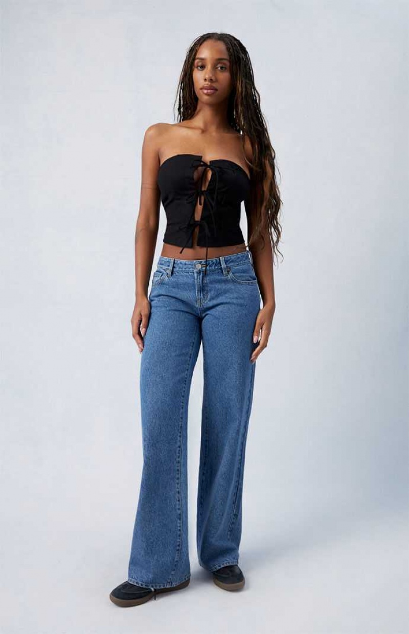 DARK INDIGO PacSun Dark Indigo Wren Low Rise Wide Leg Jeans | LGCFBYA-42