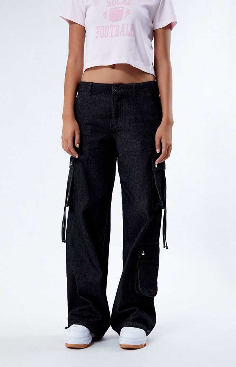 DARK INDIGO PacSun Dark Ties Low Rise Pull-On Jeans | XJUQFWY-97