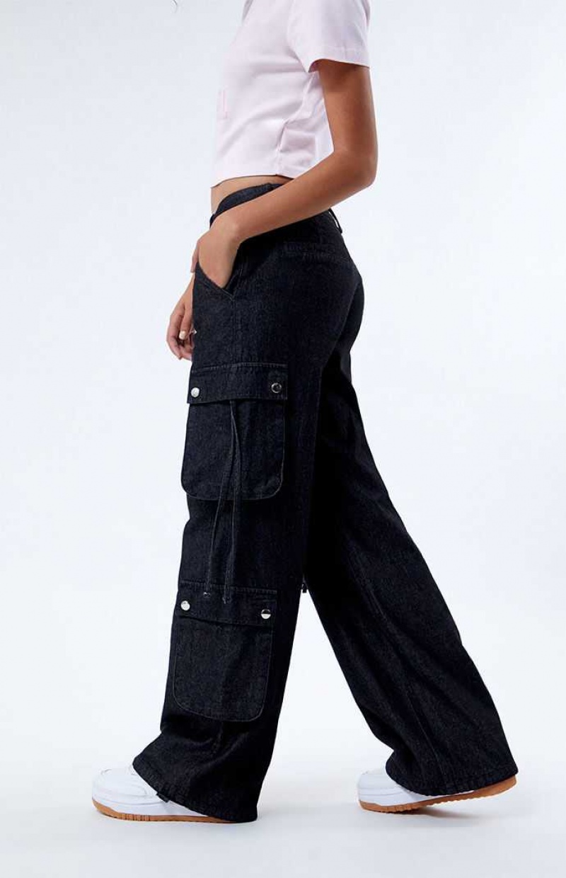 DARK INDIGO PacSun Dark Ties Low Rise Pull-On Jeans | XJUQFWY-97