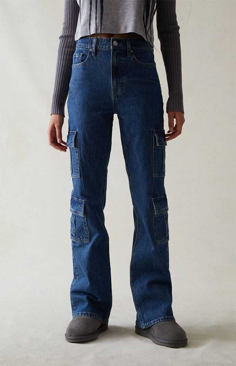 DARK INDIGO PacSun Eco Stretch Dark Indigo High Waisted Bootcut Jeans | NJKOGWI-81