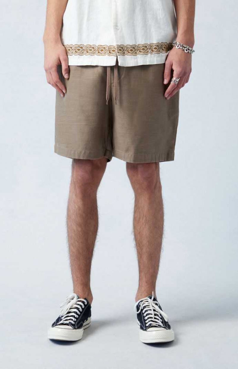 DESERT TAUPE PacSun Brown Volley Shorts | LJDIOBC-31