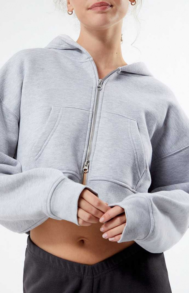 E. HEATHER GREY PacSun Double Full Zip Hoodie | SMQYOAH-52