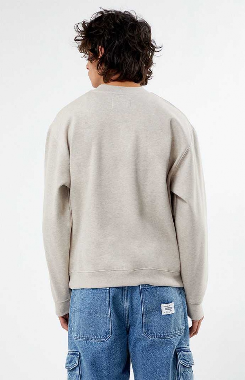 E. HEATHER GREY PacSun Pacific Sunwear Chenille Crew Neck Sweatshirt | RITOBZP-93