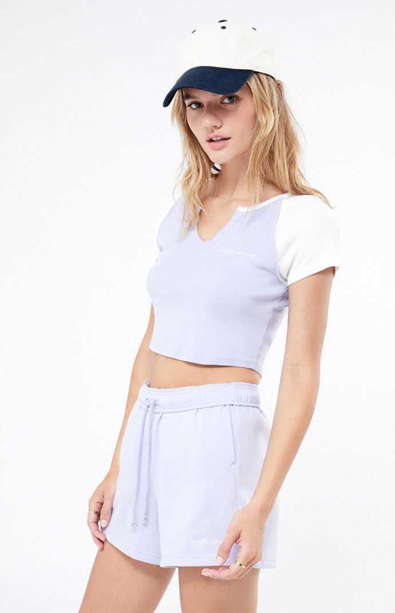 E. LILAC PacSun Pacific Sunwear Script Boyfriend Sweat Shorts | OBDURQM-69