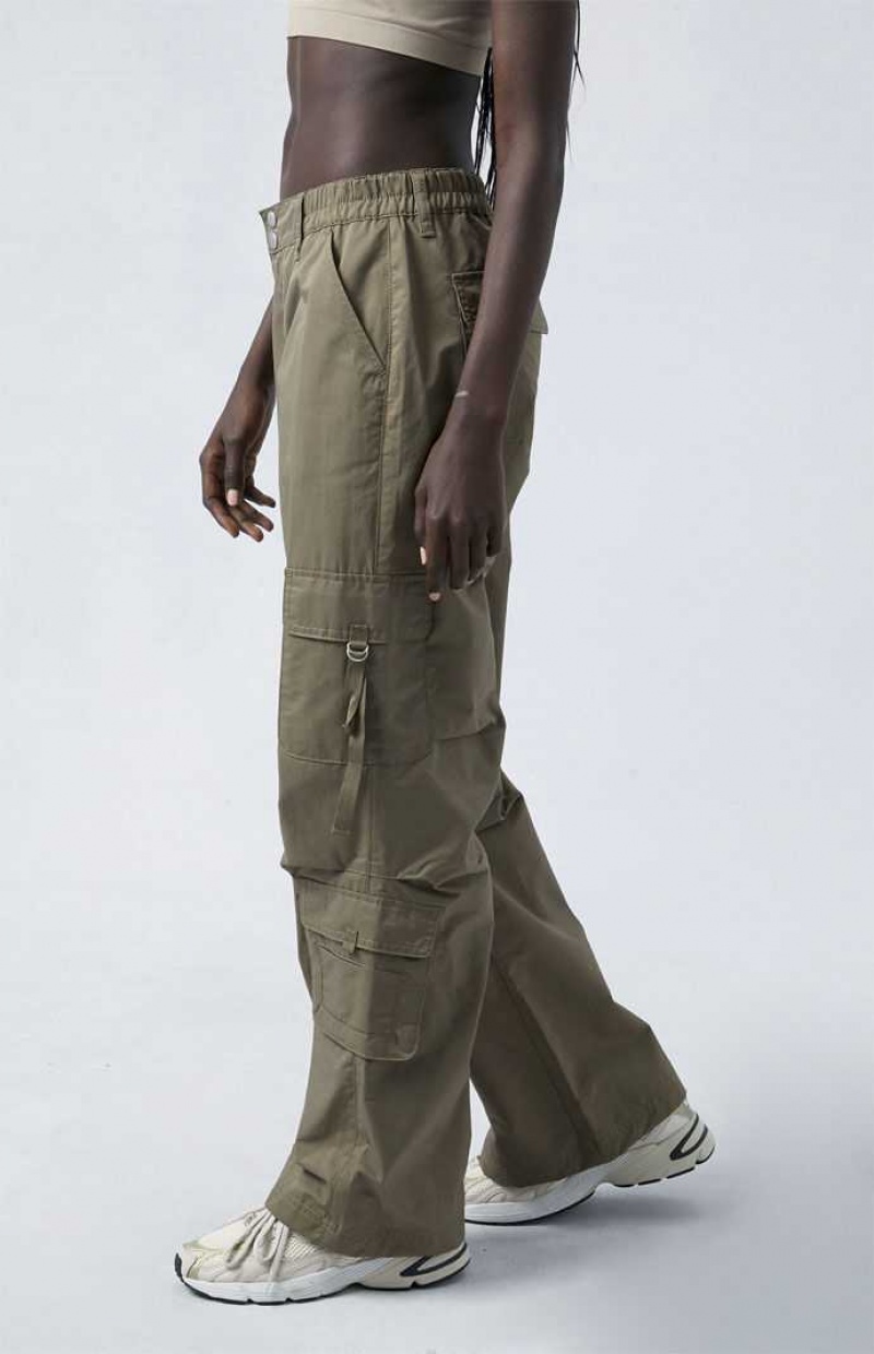 FOREST GRN PacSun Green Elastic Waist D-Ring Cargo Pants | RQDUAYB-59