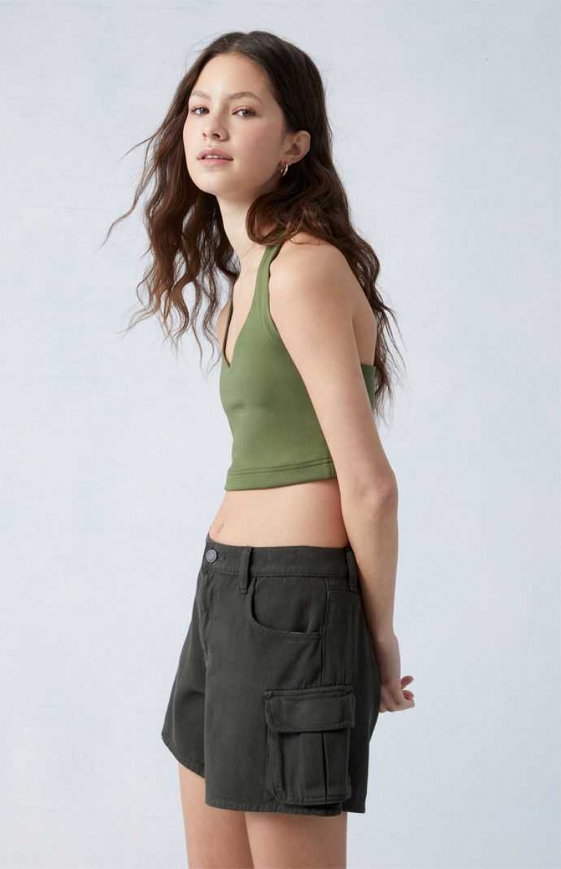 FOREST GRN PacSun Green Mid Rise Cargo Shorts | VAUMEND-73