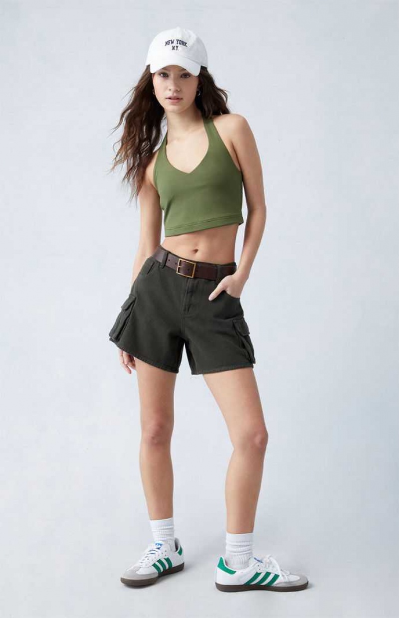 FOREST GRN PacSun Green Mid Rise Cargo Shorts | VAUMEND-73