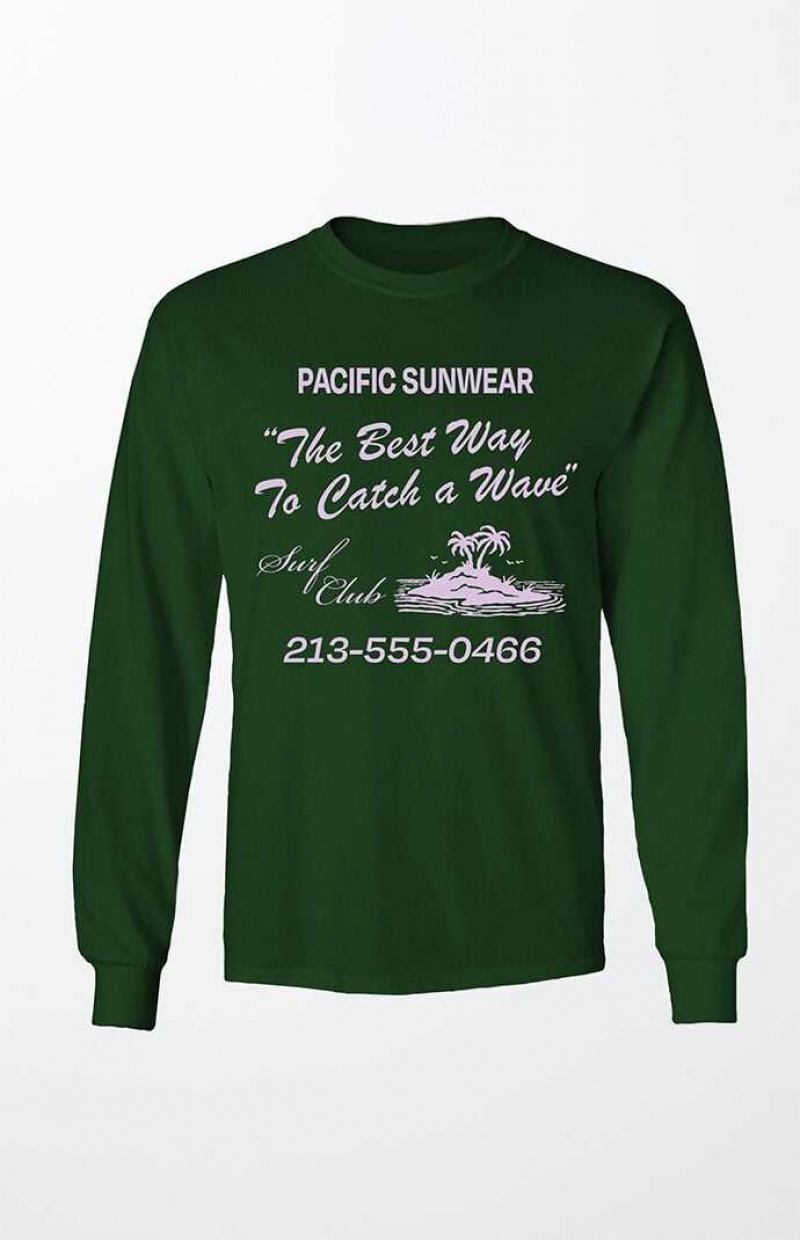 FOREST GRN PacSun Pacific Sunwear Surf Club Long Sleeve T-Shirt | DBYPMIO-28