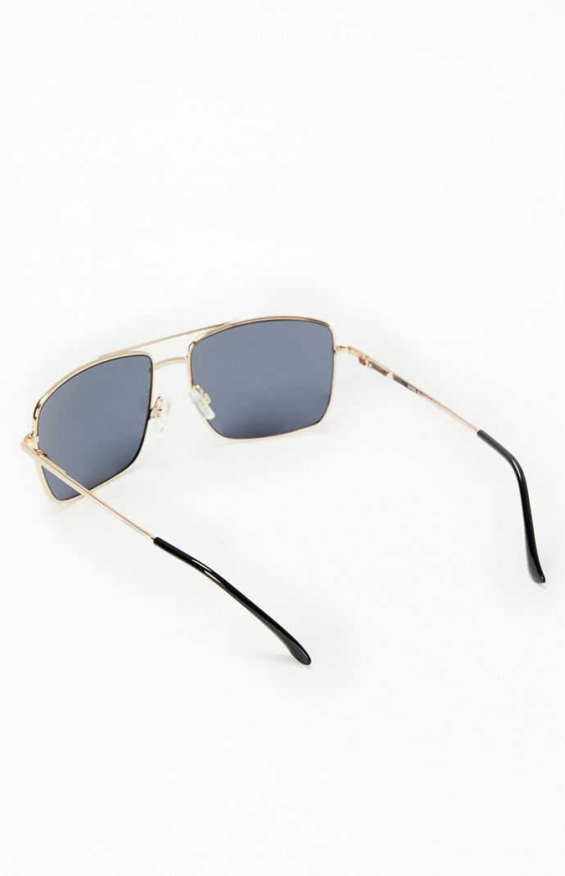 GOLD/BLACK PacSun Metal Aviator Sunglasses | BSVTORZ-85