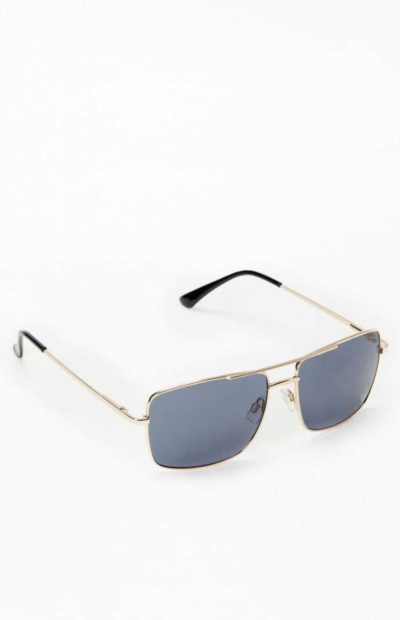 GOLD/BLACK PacSun Metal Aviator Sunglasses | BSVTORZ-85