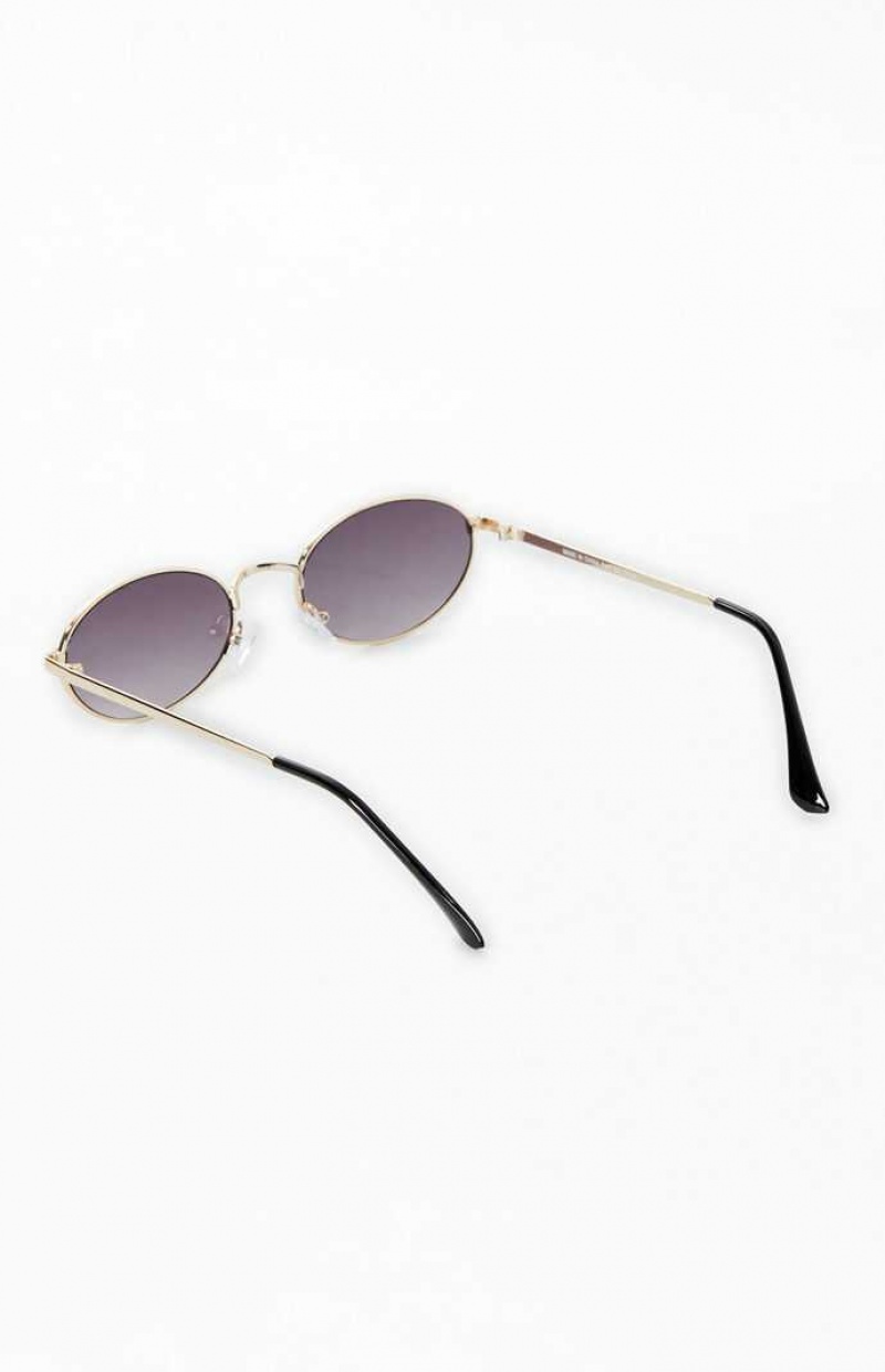 GOLD/BLACK PacSun Metal Round Sunglasses | JGKFHUI-82