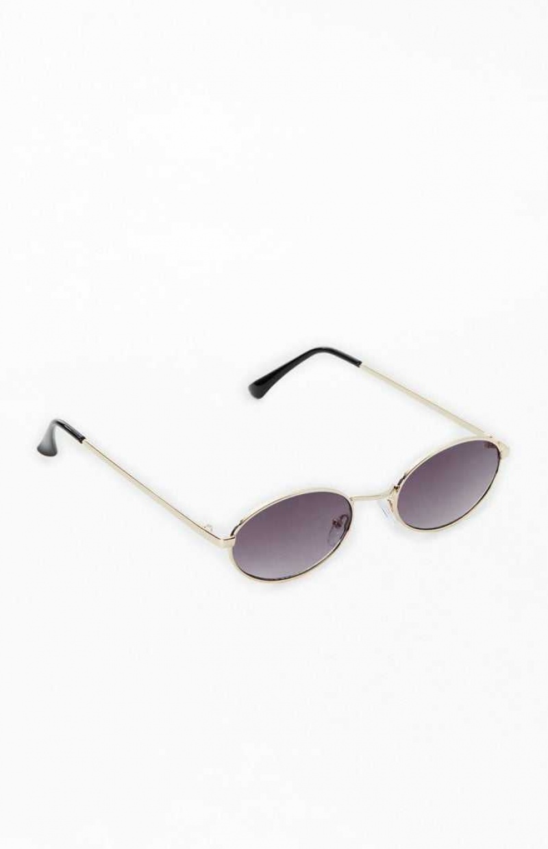 GOLD/BLACK PacSun Metal Round Sunglasses | JGKFHUI-82