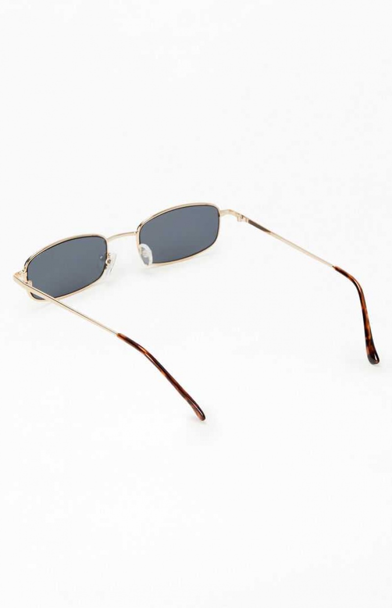 GOLD/BLACK PacSun Metal Square Sunglasses | CBGAFYV-96