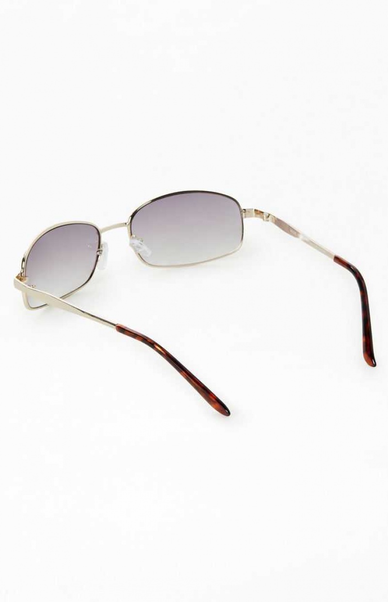 GOLD/BLACK PacSun Metal Square Sunglasses | HAZGWBD-92