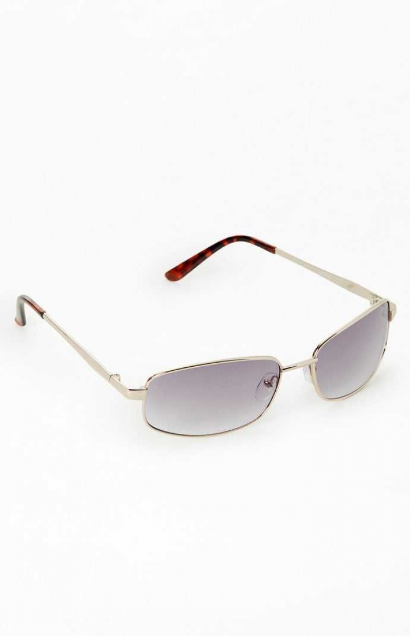 GOLD/BLACK PacSun Metal Square Sunglasses | HAZGWBD-92