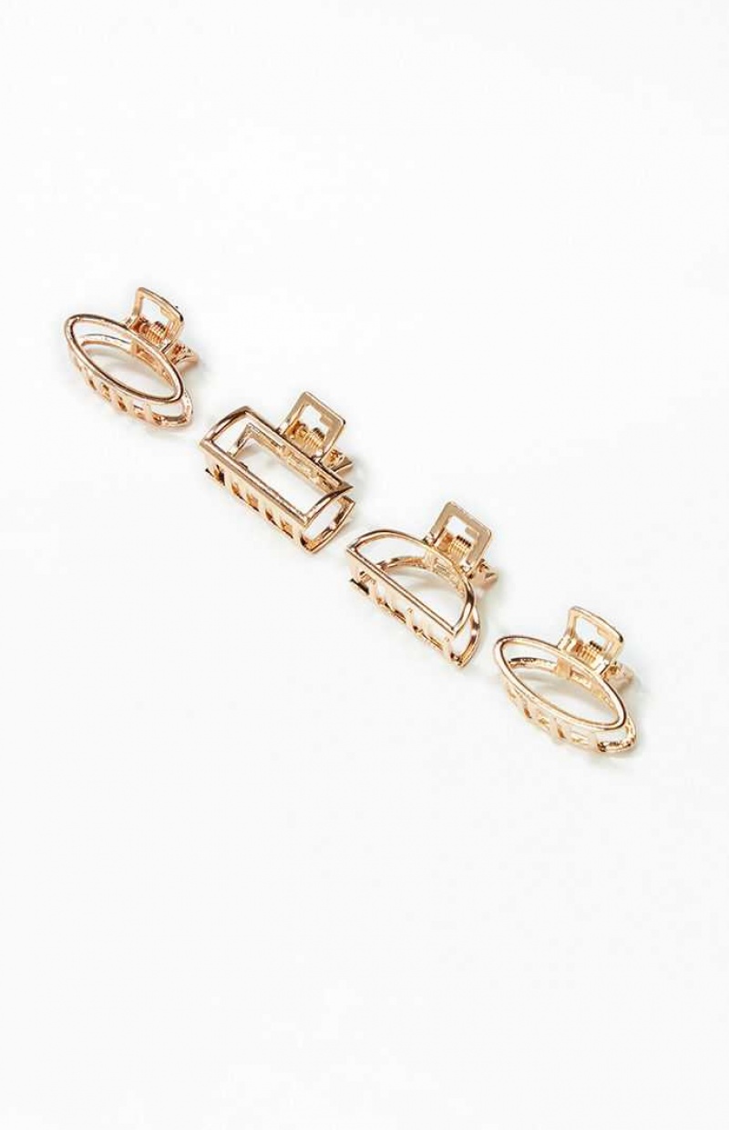 GOLD PacSun 4 Pack Mini Metal Claw Clips | KNVFAUM-73