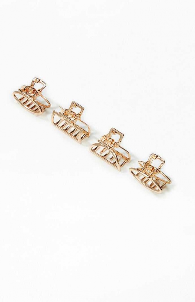 GOLD PacSun 4 Pack Mini Metal Claw Clips | KNVFAUM-73