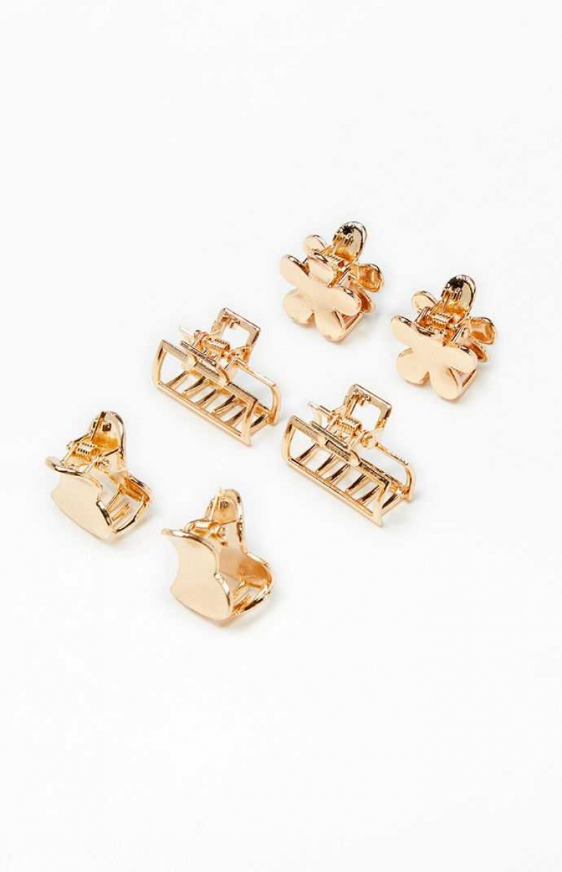 GOLD PacSun 6 Pack Tony Heart Hair Claw Clips | ZTQPGLB-34