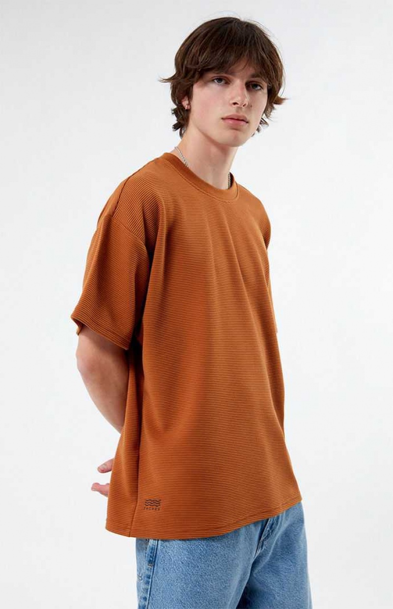 GOLD PacSun Gold Ribbed Oversized T-Shirt | ACBPWFR-86