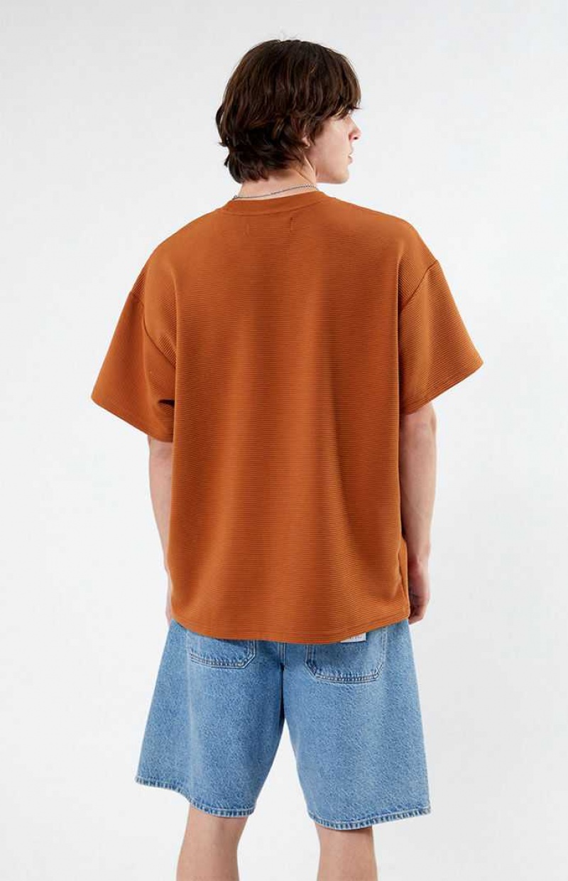 GOLD PacSun Gold Ribbed Oversized T-Shirt | ACBPWFR-86