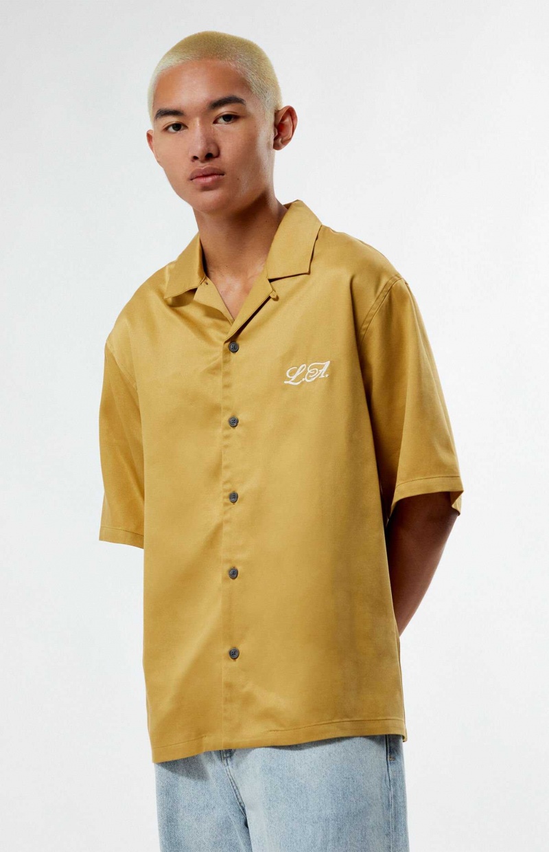 GOLD PacSun L.A Echo Park Camp Shirt | VBFMAWO-02