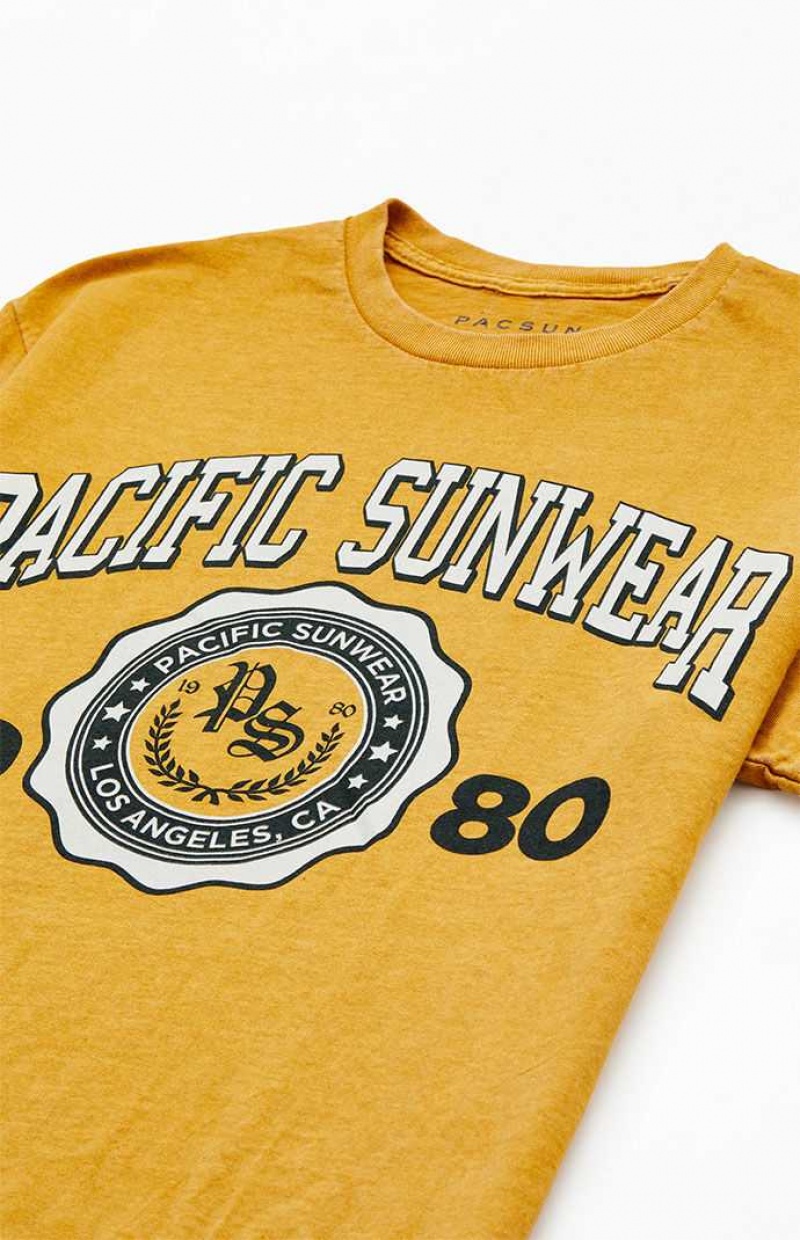 GOLD PacSun Pacific Sunwear Arch T-Shirt | FHENJDZ-84