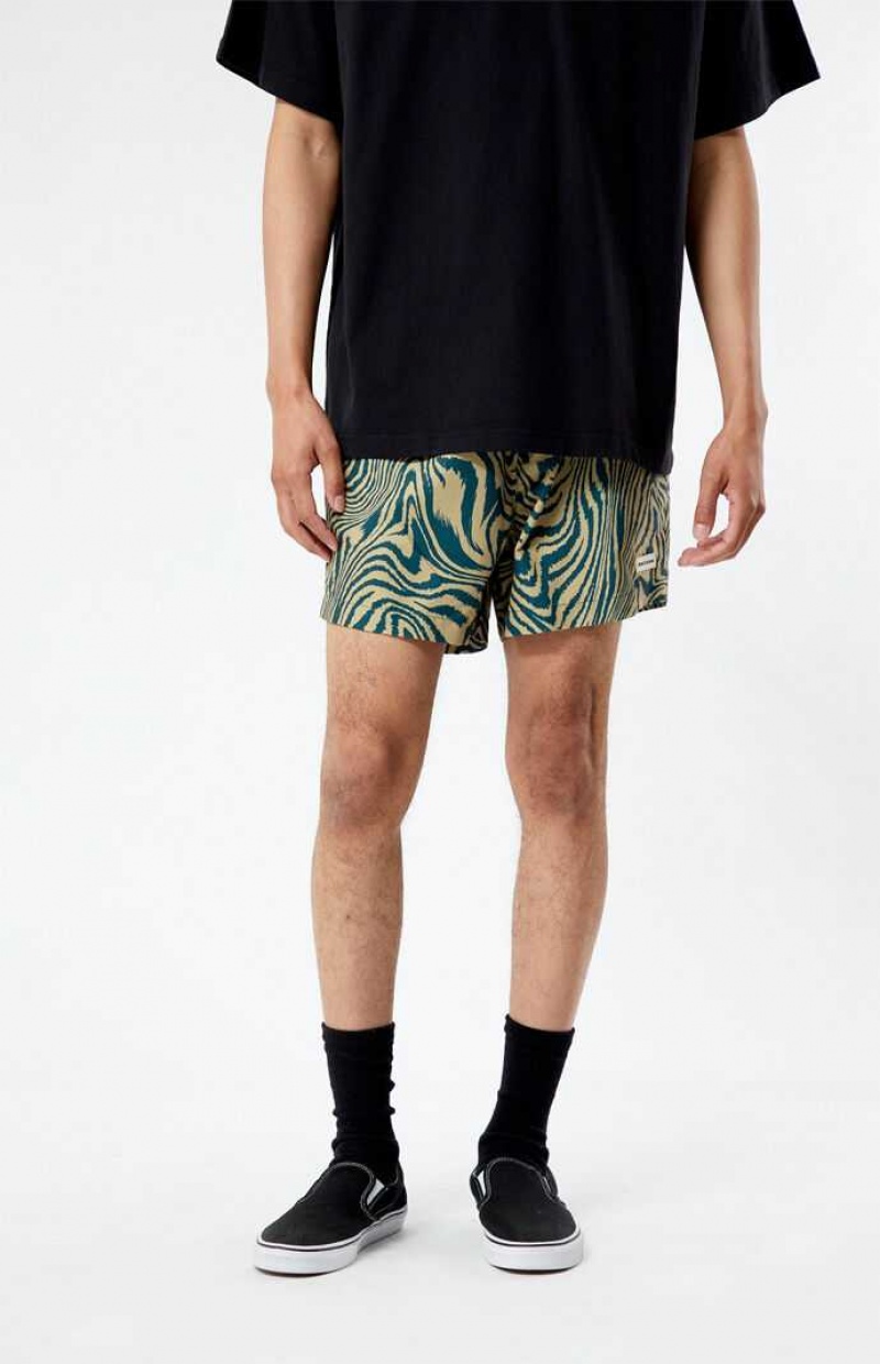 GOLD PacSun Warp 4.5" Swim Trunks | DZBVOAI-67