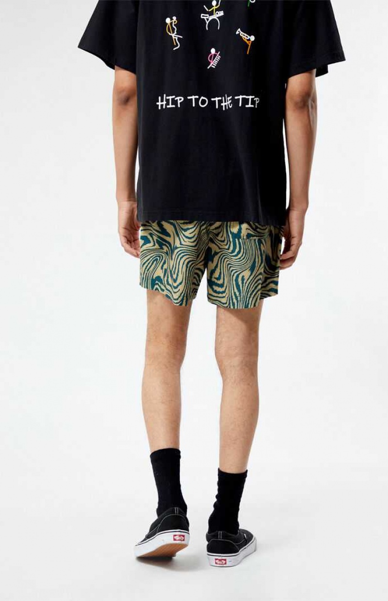 GOLD PacSun Warp 4.5" Swim Trunks | DZBVOAI-67