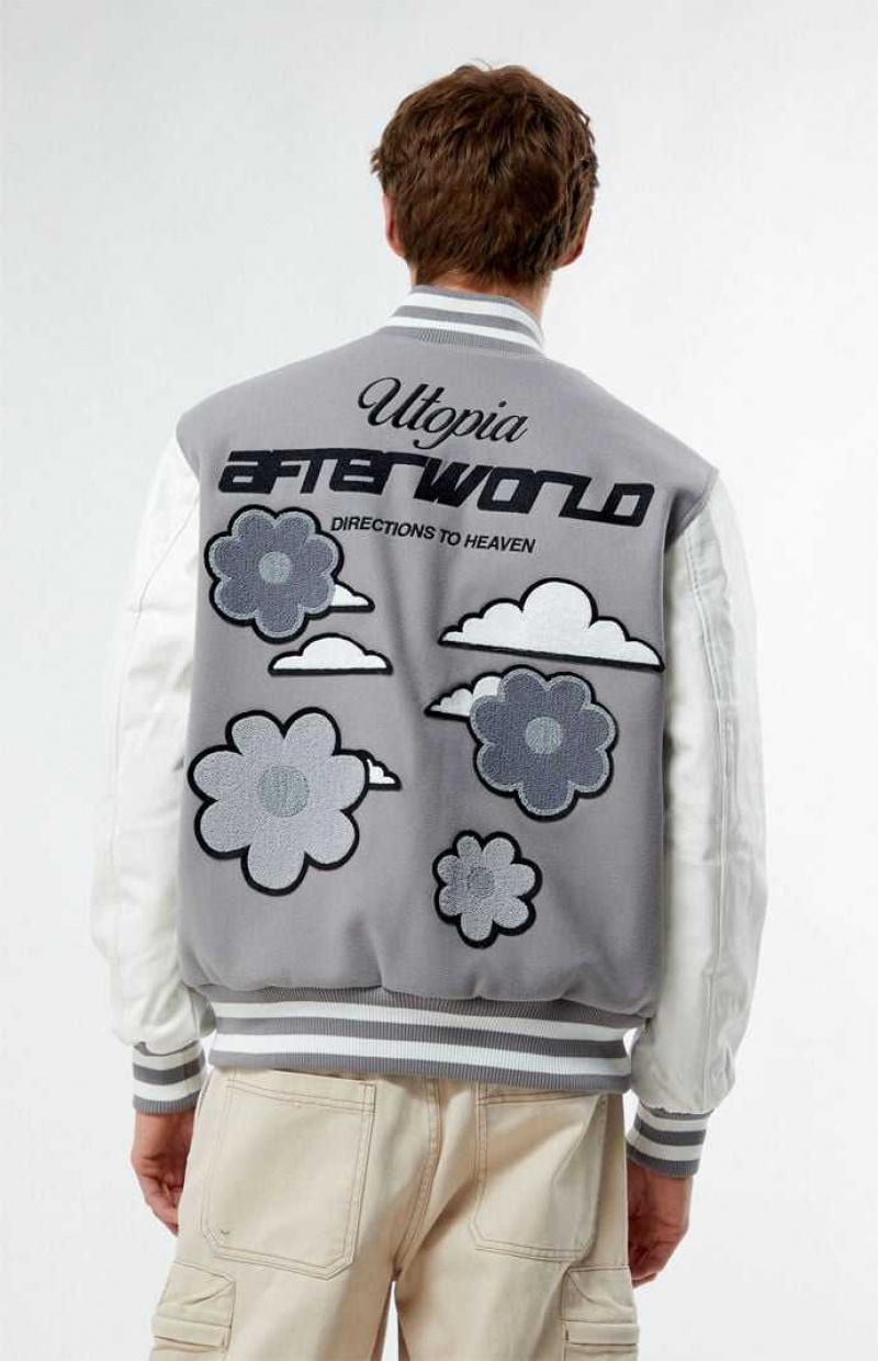 GRAY PacSun Afterworld Varsity Jacket | NAWBIKE-69