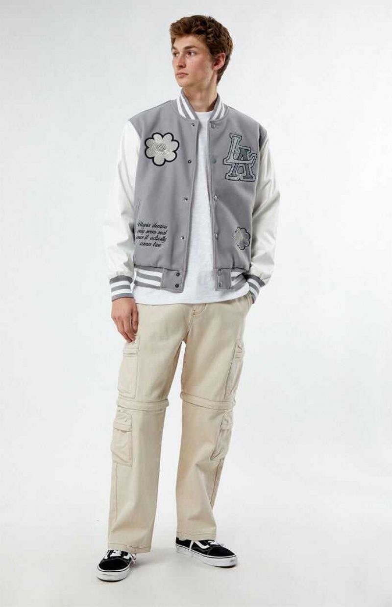 GRAY PacSun Afterworld Varsity Jacket | NAWBIKE-69