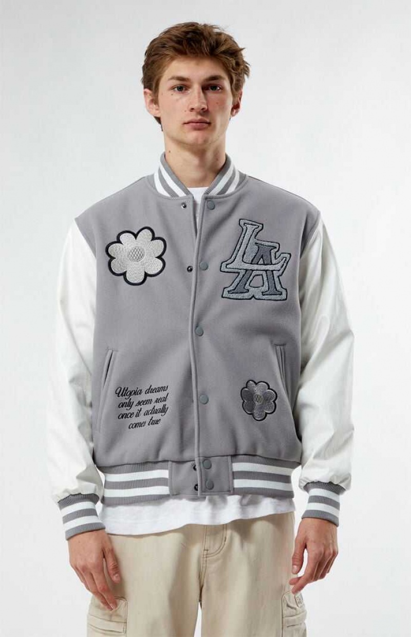 GRAY PacSun Afterworld Varsity Jacket | NAWBIKE-69